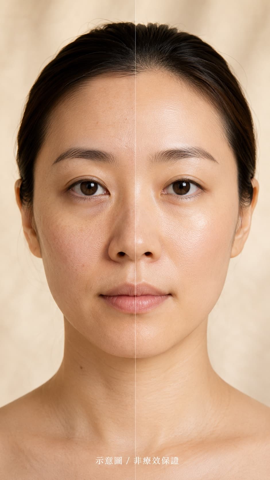 美業 Before/After 對比視覺（含合規免責）