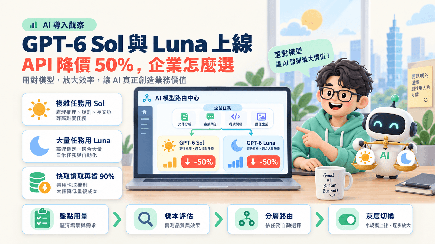 GPT-6 Sol 與 Luna 上線:API 降價 50%,企業 AI 導入該怎麼選模型與分層