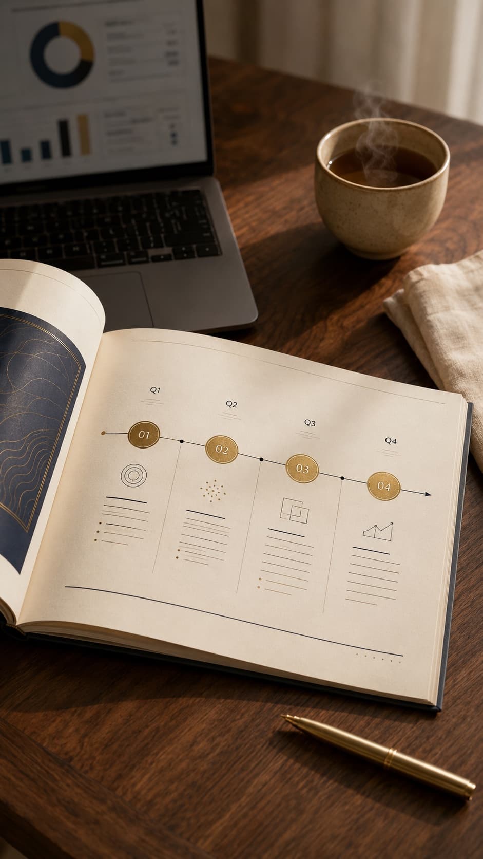 實際交付的 AI 顧問報告——含金箔封面、roadmap 與工具評比表