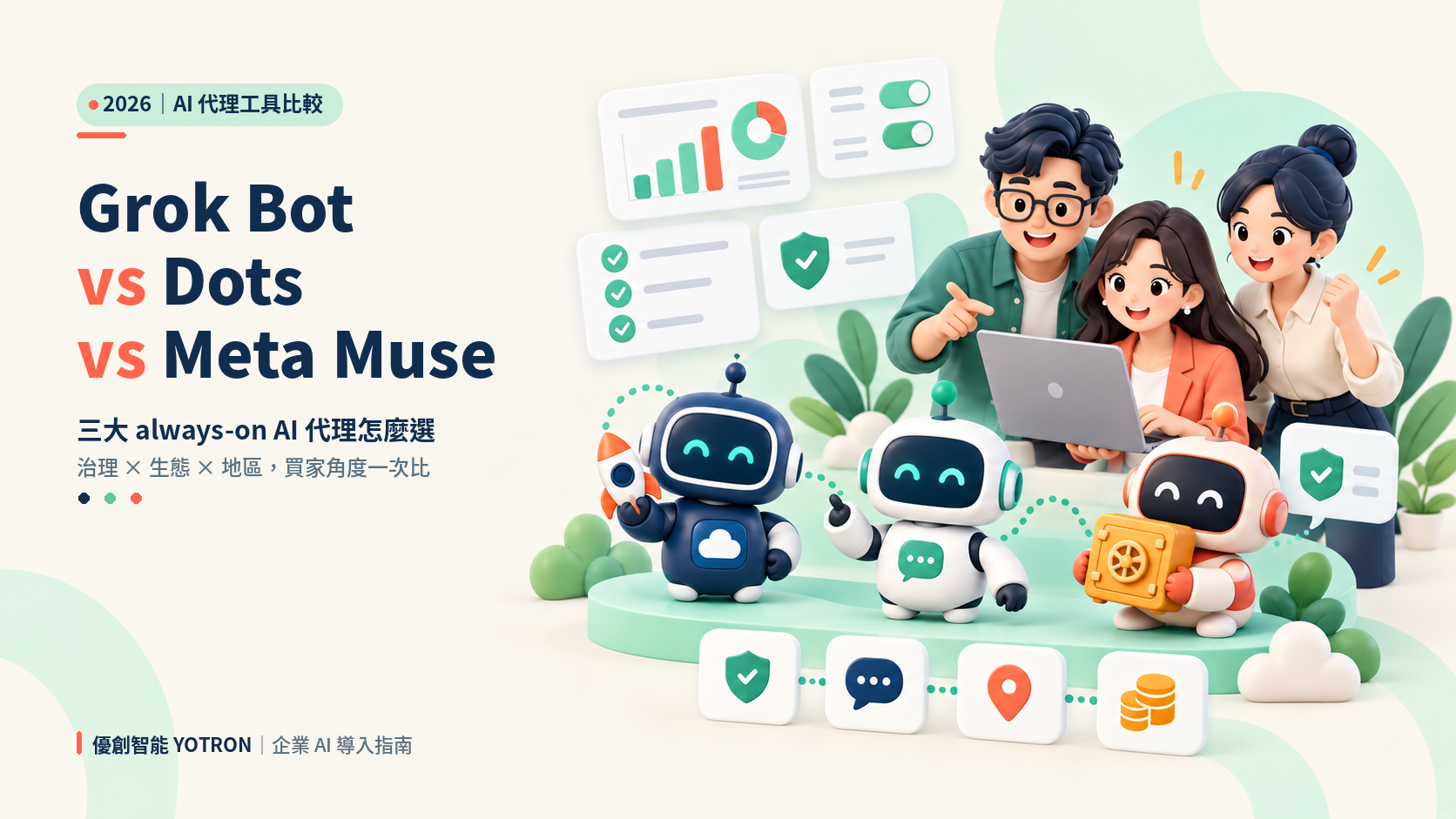 Grok Bot vs Dots vs Meta Muse:三大 always-on AI 代理怎麼選(2026)