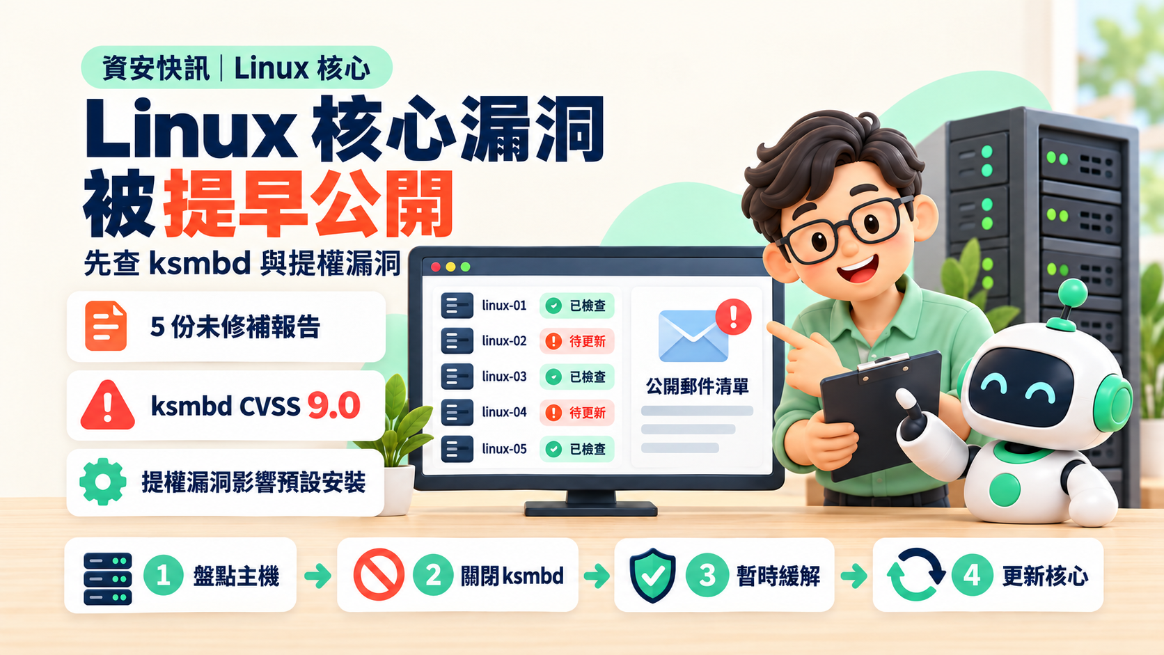 Linux 核心漏洞被提早公開怎麼辦?ZDI 誤發 5 份未修補報告,先查 ksmbd 與提權漏洞