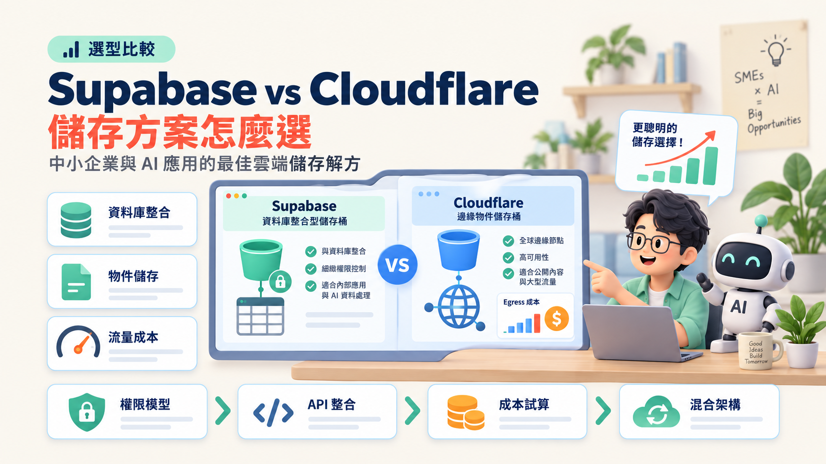 Supabase vs Cloudflare 儲存方案比較:資料庫整合與物件儲存怎麼選?